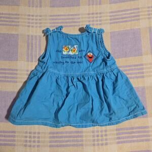 Vtg Sesame Street Baby Dress 3M Big Bird Elmo Embroidered Retro Month 90s Y2k